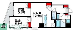 クオリア恵比寿ウェスト 2LDKの間取図画像