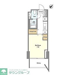 PARKFLATS祐天寺 1Kの間取図画像