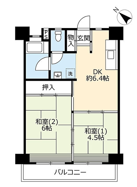 UR常盤平中央 ｜千葉県松戸市常盤平3丁目(賃貸マンション2DK・3階・46.25㎡)の写真 その2