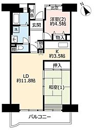 UR都市機構プロムナード北松戸3号棟 2LDKの間取図画像