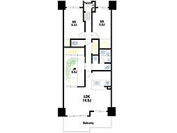 サンロイヤル池田バードヒルズ2号館 3LDKの間取図画像