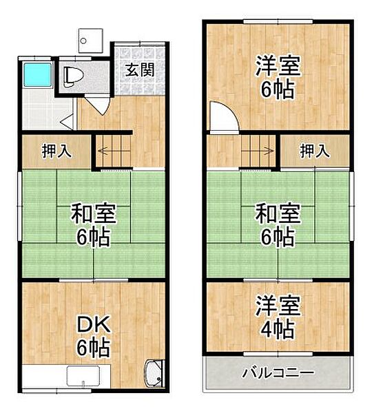 大阪府堺市中区福田(賃貸一戸建4DK・1階・59.04㎡)の写真 その4