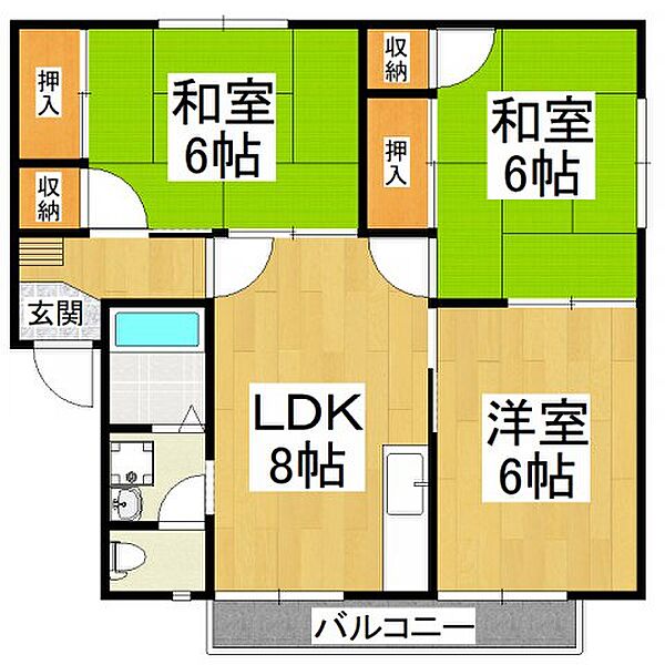 サンハイツB ｜大阪府河内長野市栄町(賃貸アパート3DK・2階・60.10㎡)の写真 その5