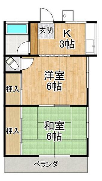 田中マンション(白鷺町) ｜大阪府堺市東区白鷺町1丁(賃貸アパート2K・1階・36.40㎡)の写真 その6