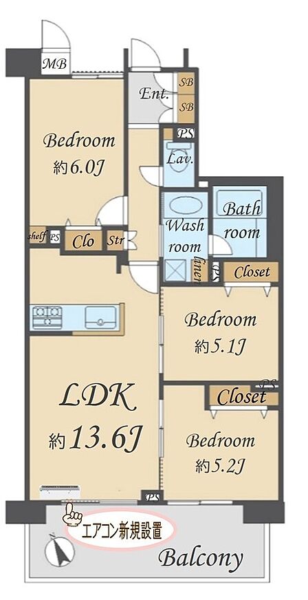 3LDK 間取り