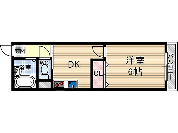 コーポ平尾 ｜大阪府茨木市水尾２丁目(賃貸マンション1DK・2階・26.46㎡)の写真 その2