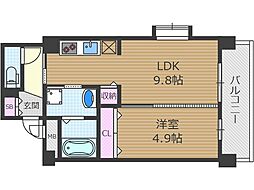 スプランティッド茨木天王 4階1LDKの間取り