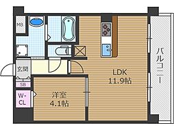 スプランティッド茨木天王 4階1LDKの間取り