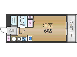 シャロームII 4階ワンルームの間取り