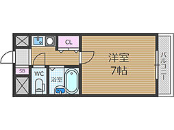 フォレステージ摂津 4階1Kの間取り