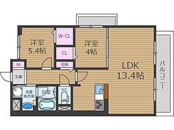 アクアプリータ3 3階2LDKの間取り