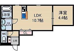 ソル・ヴィヴェール五十鈴 3階1LDKの間取り