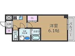 SOLASIAresidence千里丘 6階1Kの間取り