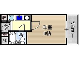 水尾ハイム 2階1Kの間取り