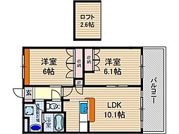 ティエドール 2LDKの間取図画像