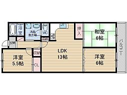 クレール 3LDKの間取図画像