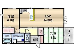 フェザント小野原 2LDKの間取図画像