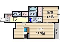 エスポワール 1LDKの間取図画像