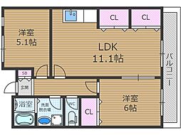 エクセル舞音 2LDKの間取図画像