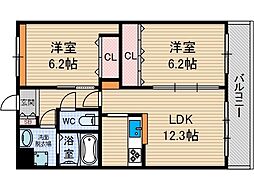 ブラヴール 2LDKの間取図画像