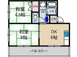 中川マンション 2LDKの間取図画像