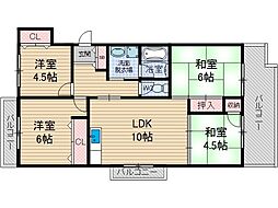 尾勝山ハイツ 3SLDKの間取図画像