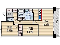 UURコート茨木東中条 2LDKの間取図画像