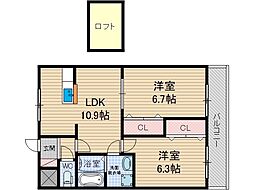 リオグランテ 2LDKの間取図画像