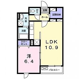 アルヴィータ 1LDKの間取図画像
