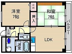 ロアジール西口 2LDKの間取図画像
