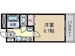 アンソレイエ・シャンブル 1Kの間取図画像
