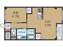 アヴァンス南安威 1LDKの間取図画像