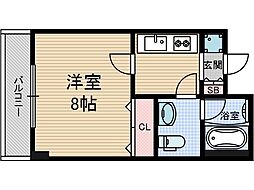 ヴェルドゥール茨木 1Kの間取図画像