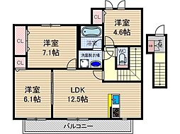 グランヴェルデ高槻 3LDKの間取図画像