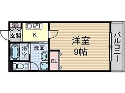 パーシモン茨木 1Kの間取図画像
