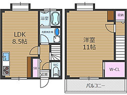 サニーハイツ吉川 1LDKの間取図画像