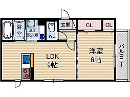 アミティコート茨木 1LDKの間取図画像