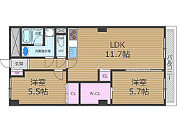 ベルコート 2LDKの間取図画像