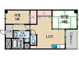 ハイツ春日野 2LDKの間取図画像