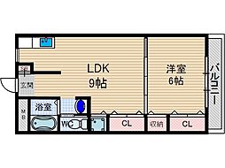 ヴィラ春日 1LDKの間取図画像