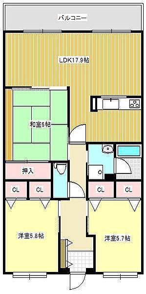 ロイヤルマンション南久留米 406｜福岡県久留米市野中町(賃貸マンション3LDK・4階・76.60㎡)の写真 その2