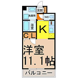 セレッソ仲田 1Kの間取図画像