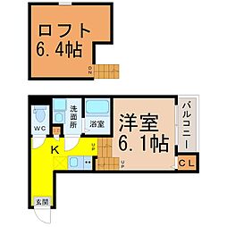 ハーモニーテラス鳴海駅前 1SKの間取図画像