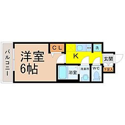 アステリ鶴舞エーナ 1Kの間取図画像