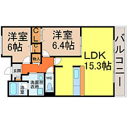 ラ・パス大井橋 2LDKの間取図画像