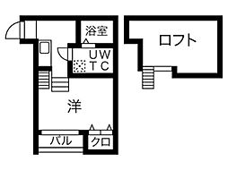 ファンタジアン名駅西 1SKの間取図画像