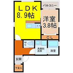 MS西志賀 1LDKの間取図画像