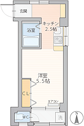 山崎アパート 3階ワンルームの間取り