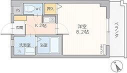長谷川マンションアネックスII 3階1Kの間取り