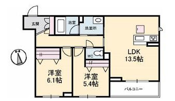 香川県高松市木太町(賃貸マンション2LDK・1階・61.90㎡)の写真 その2
